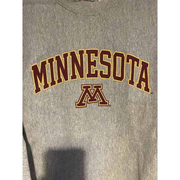 VINTAGE Cross Weave Sweatshirt University Minnesota Weatherproof Oversized Women - Picture 2 of 8